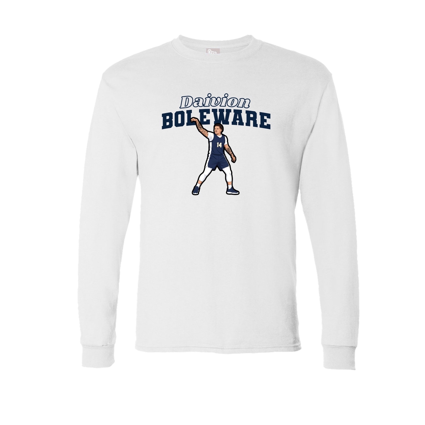 Long Sleeve Tee — Name Arch in White