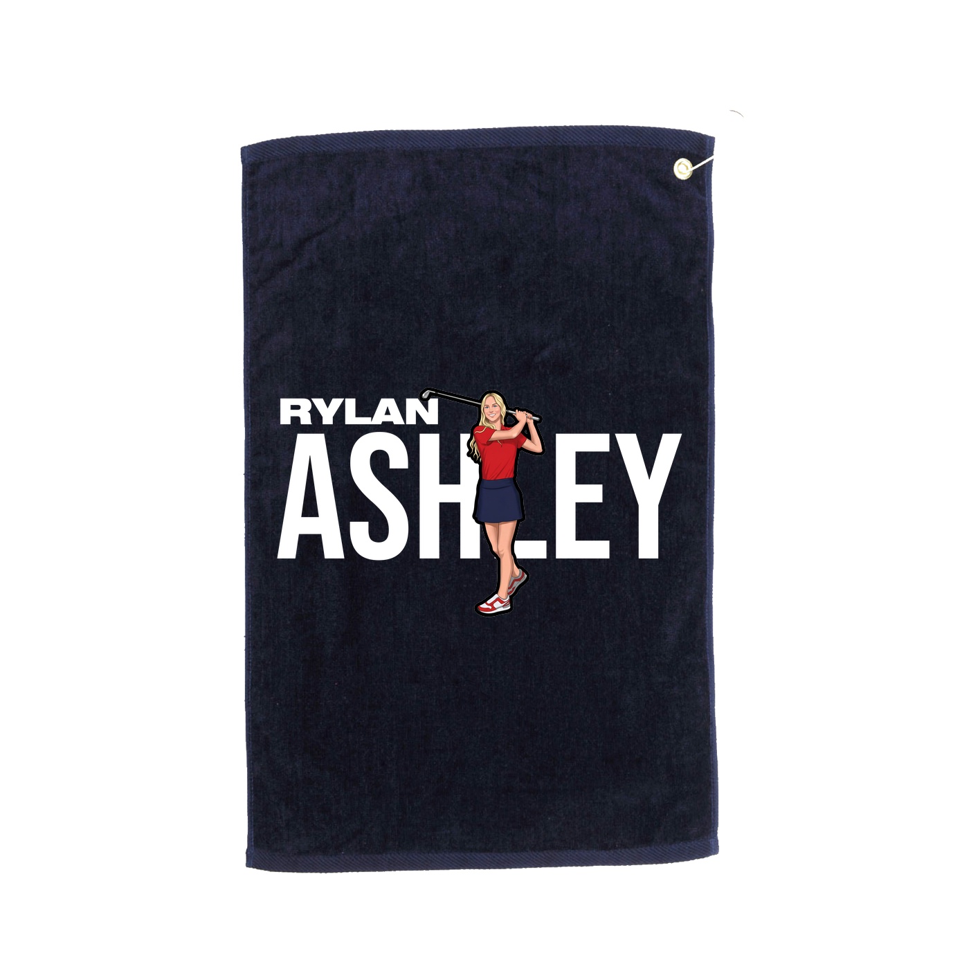 Golf Towel — Player Name in Navy
