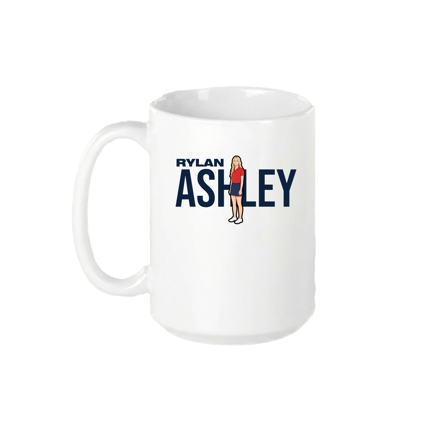 15oz Coffee Mug — Player Name in White