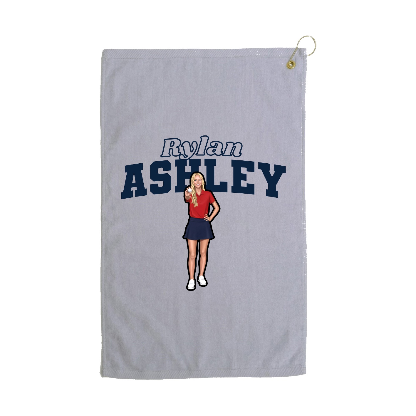 Golf Towel — Name Arch in Grey