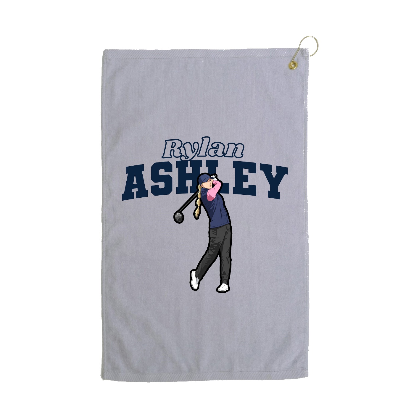 Golf Towel — Name Arch in Grey
