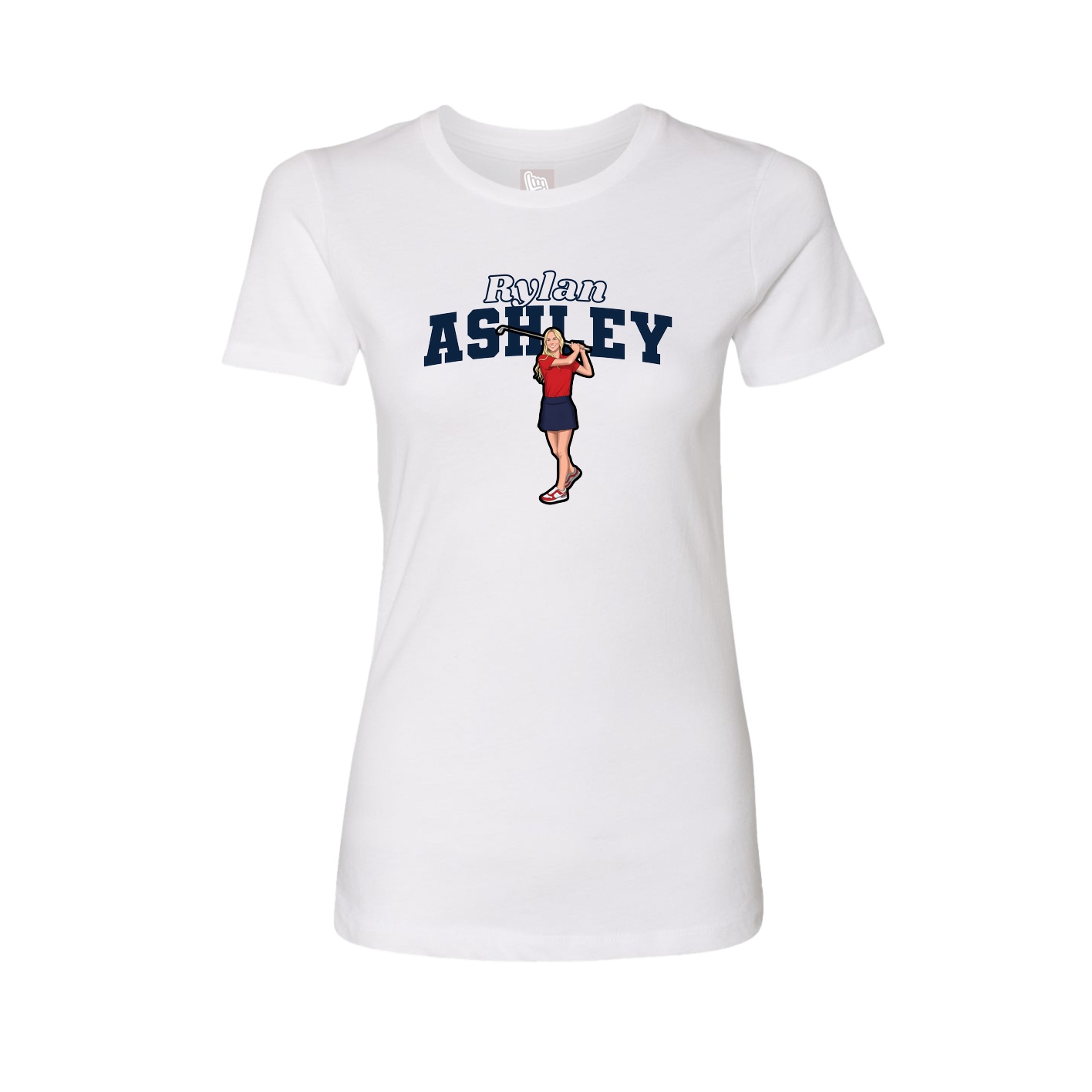 Fitted Women's Tee — Name Arch in White