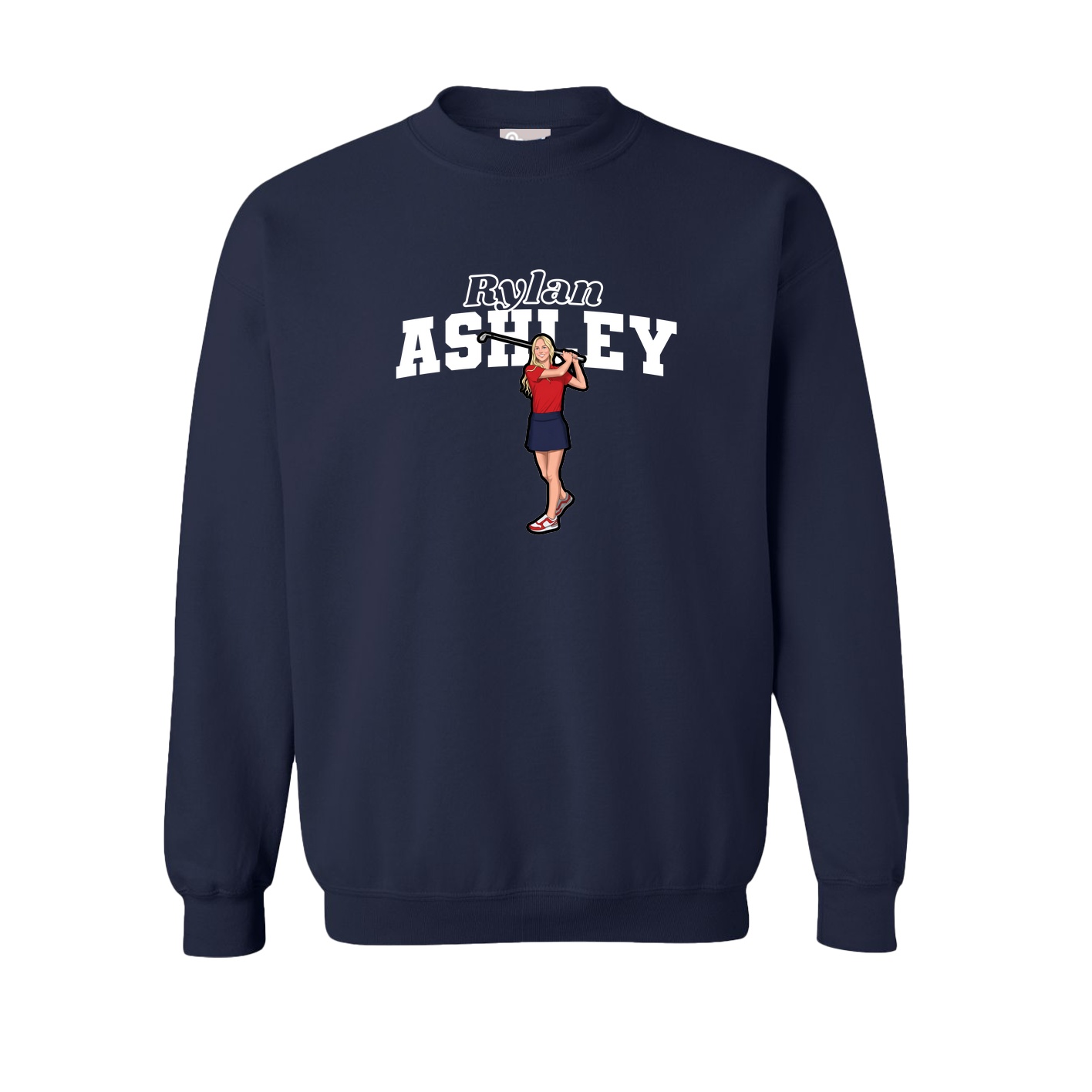 Fleece Crew — Name Arch in Navy