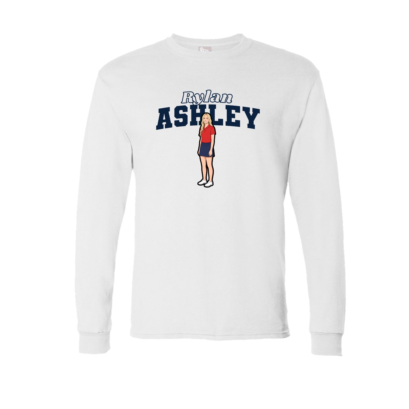 Long Sleeve Tee — Name Arch in White