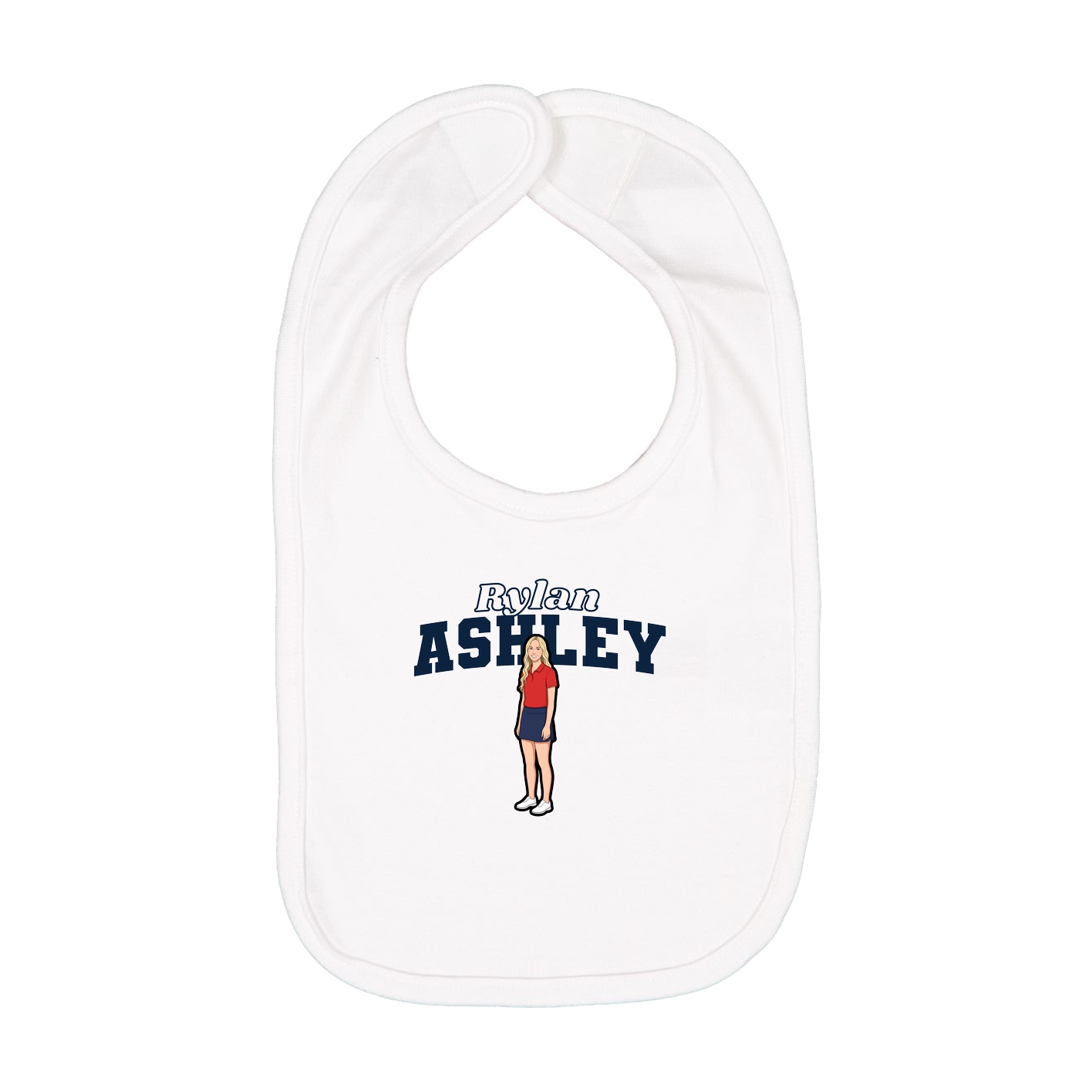 Infant Bib — Name Arch in White