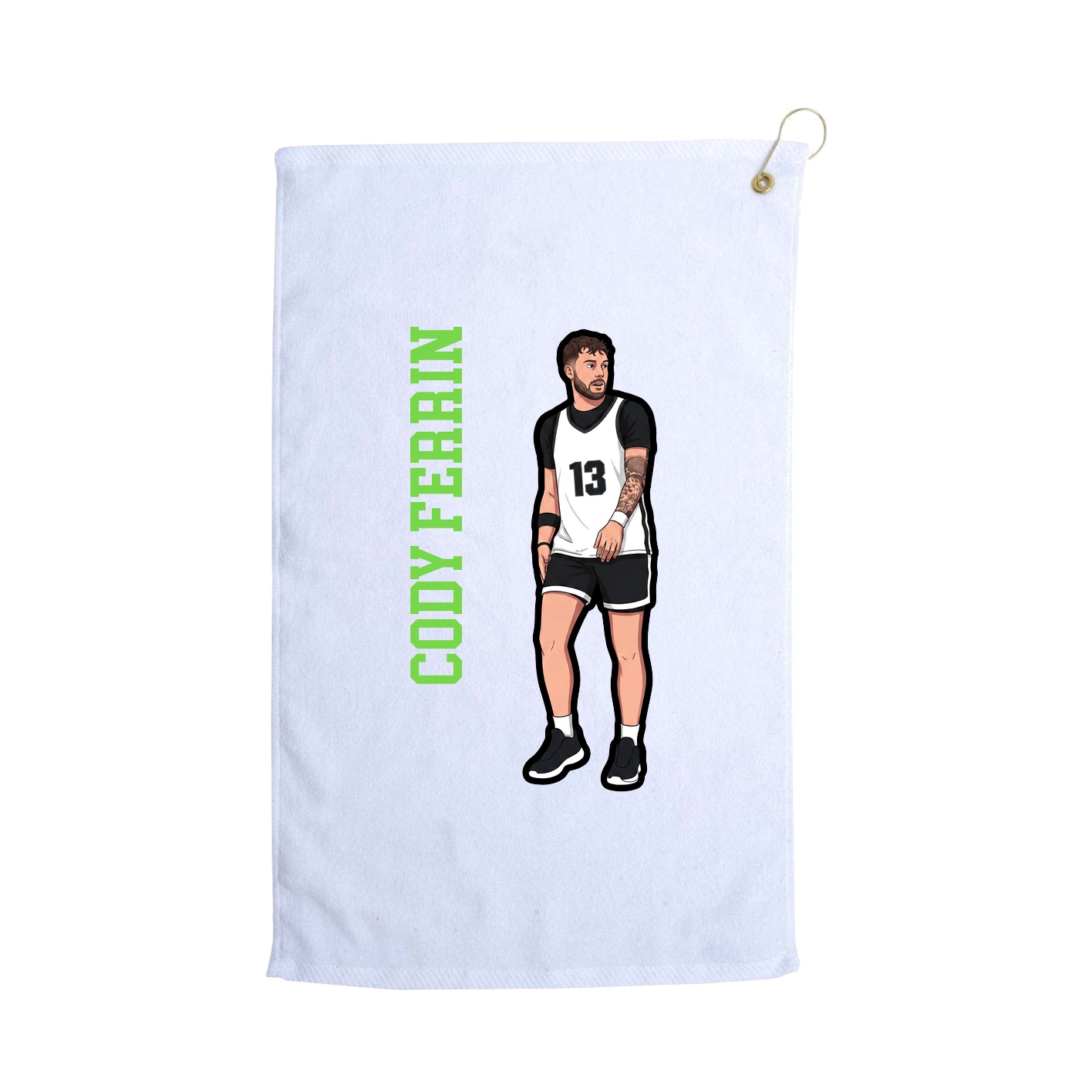 Golf Towel — Name Vertical in White