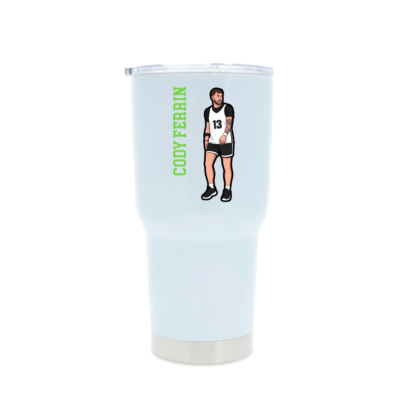 30oz Stainless Steel Tumbler — Name Vertical in White