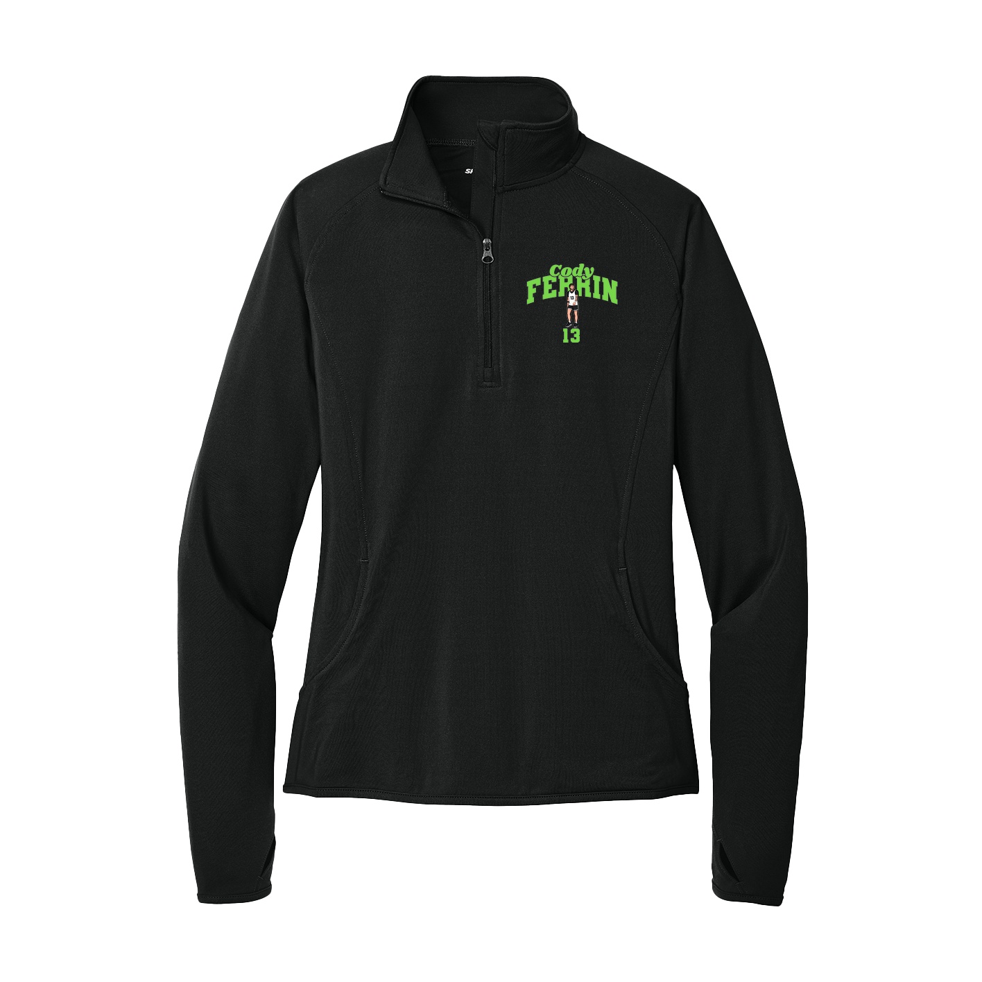 Women's Q-Zip Pullover — Signature Arch in Black