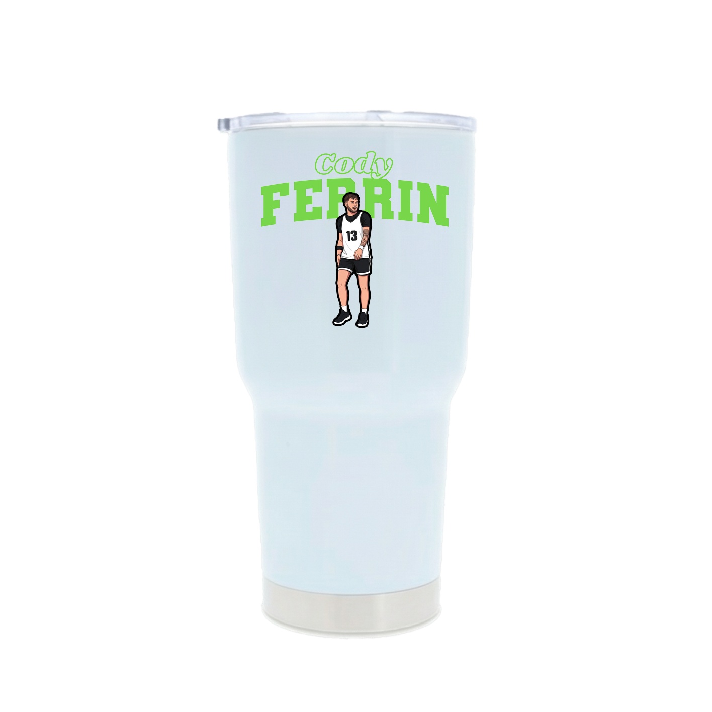 30oz Stainless Steel Tumbler — Name Arch in White