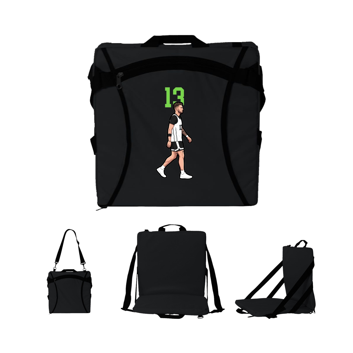 Folding Stadium Seat — Number Top in Black