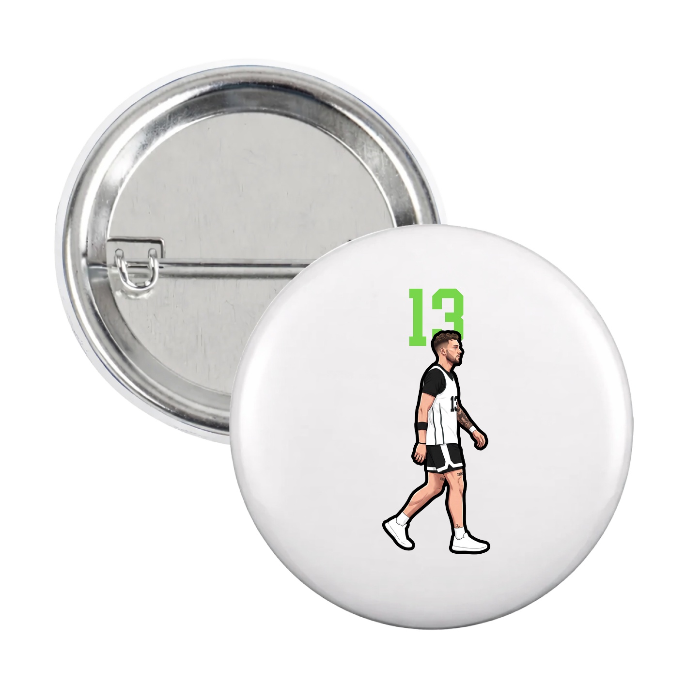 Game Day Button — Number Top in White