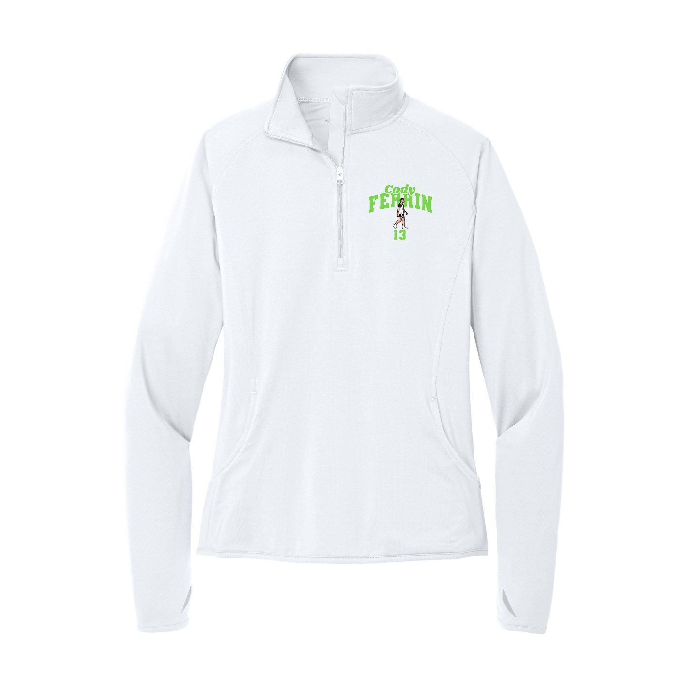 Women's Q-Zip Pullover — Signature Arch in White