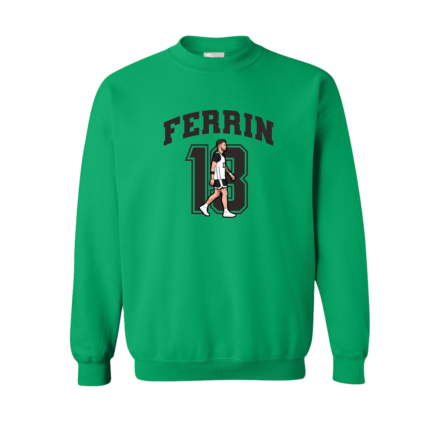 Fleece Crew — Number in Green