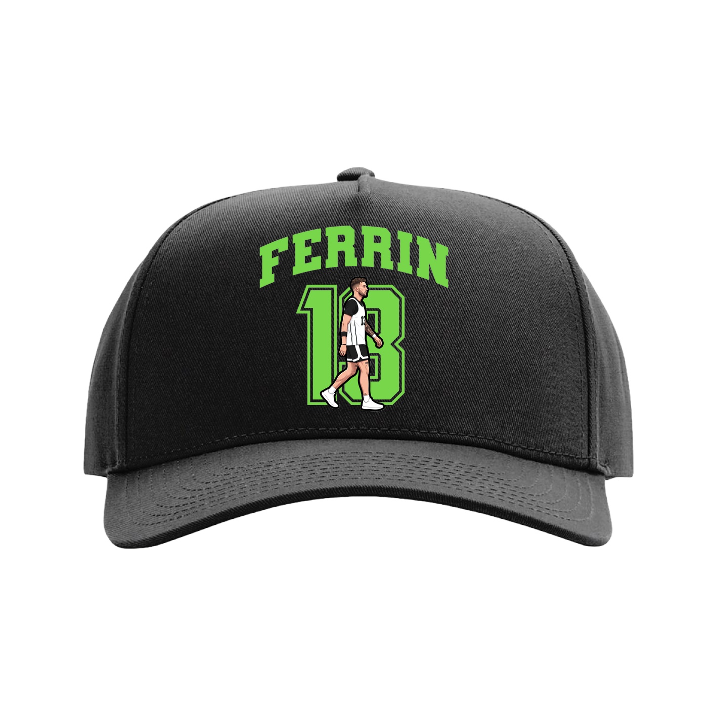 Full Fabric Five-Panel Champ Cap — Number in Black