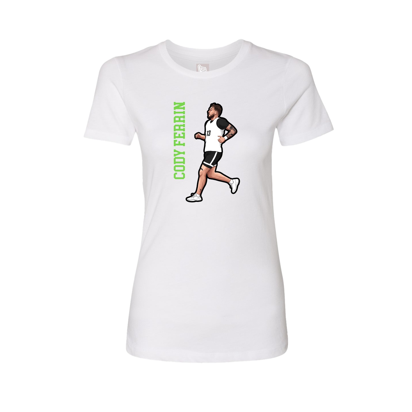 Fitted Women's Tee — Name Vertical in White