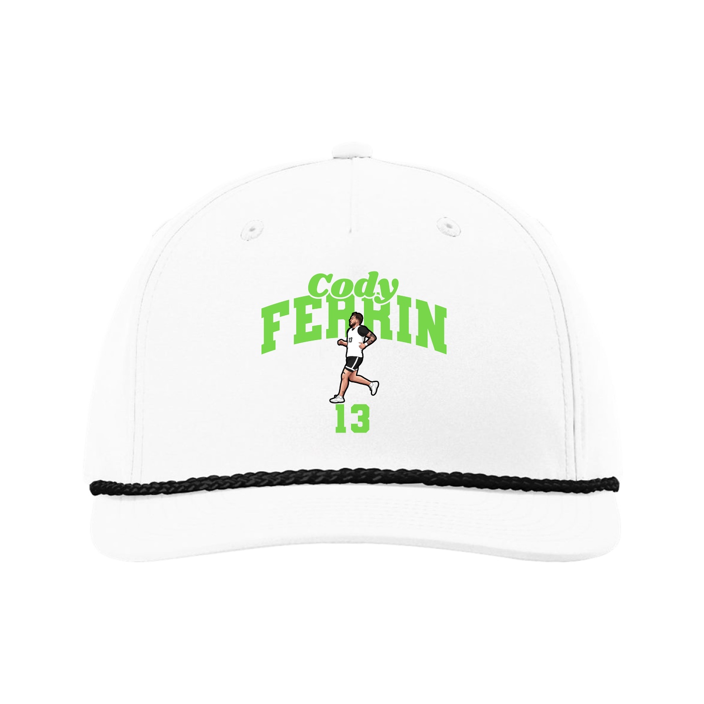 Five-Panel Classic Rope Cap — Signature Arch in White