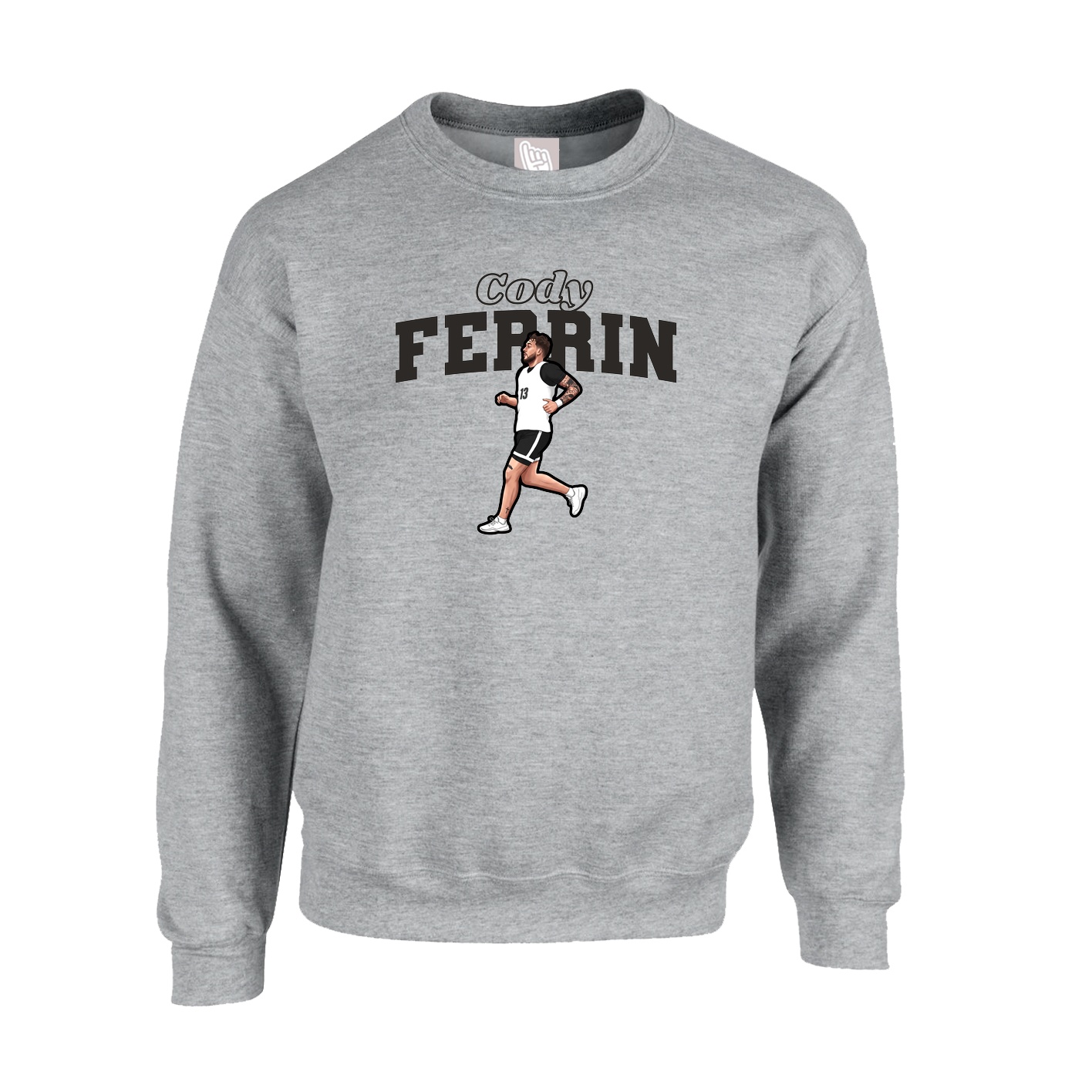 Fleece Crew — Name Arch in Grey