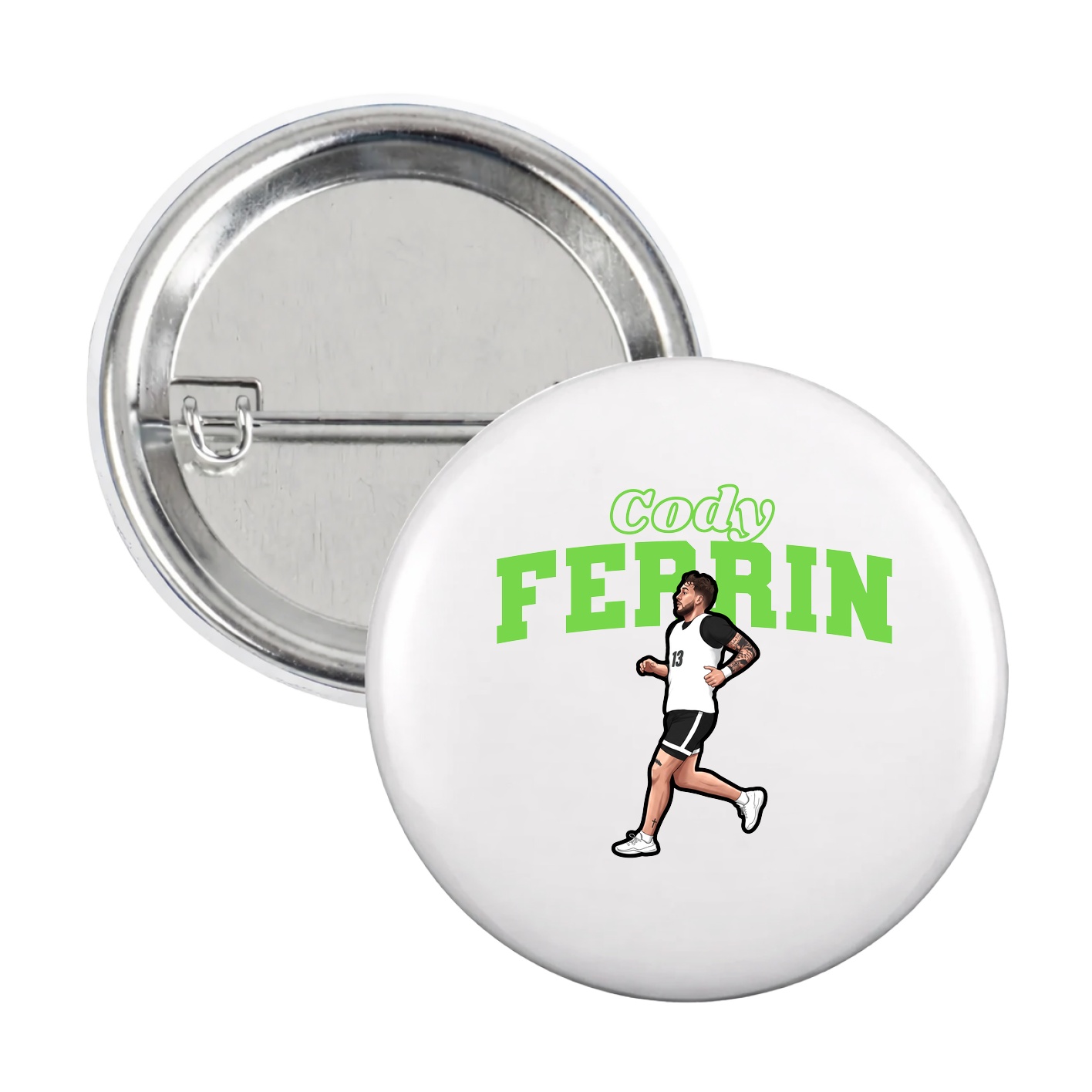 Game Day Button — Name Arch in White