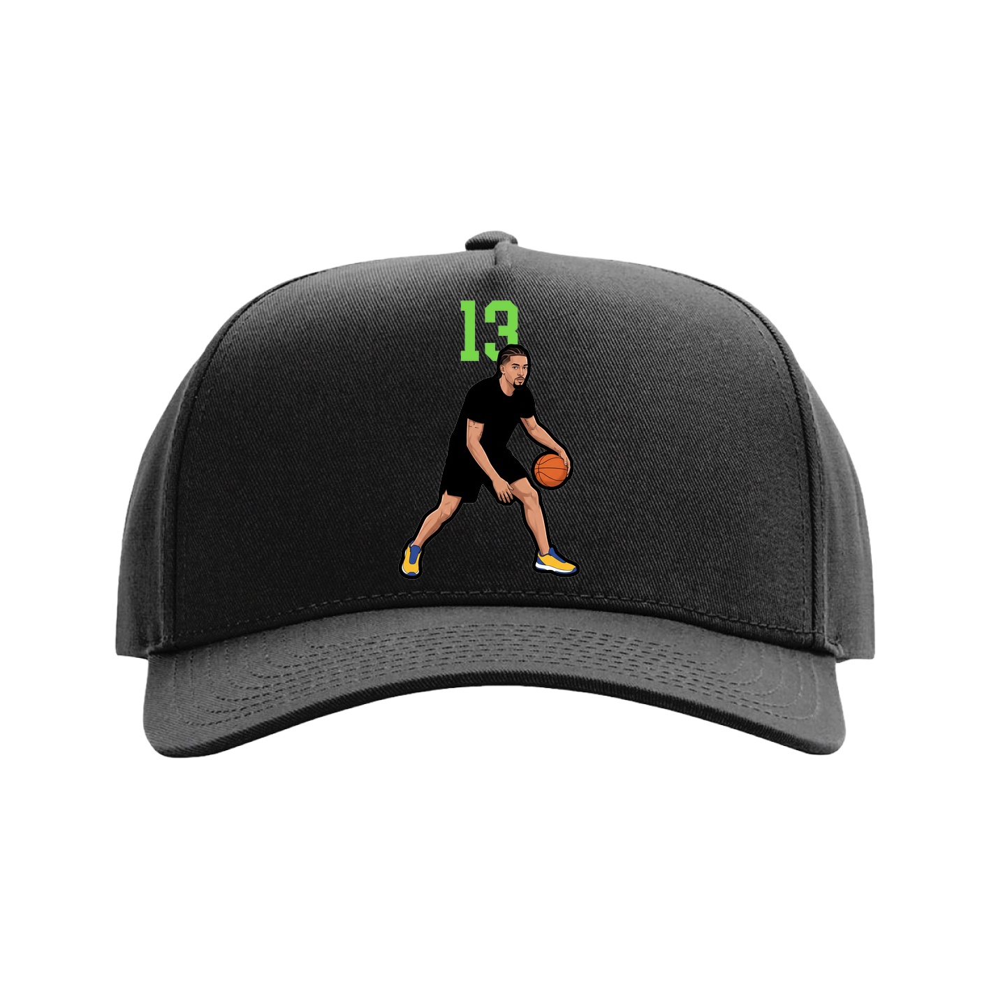 Full Fabric Five-Panel Champ Cap — Number Top in Black