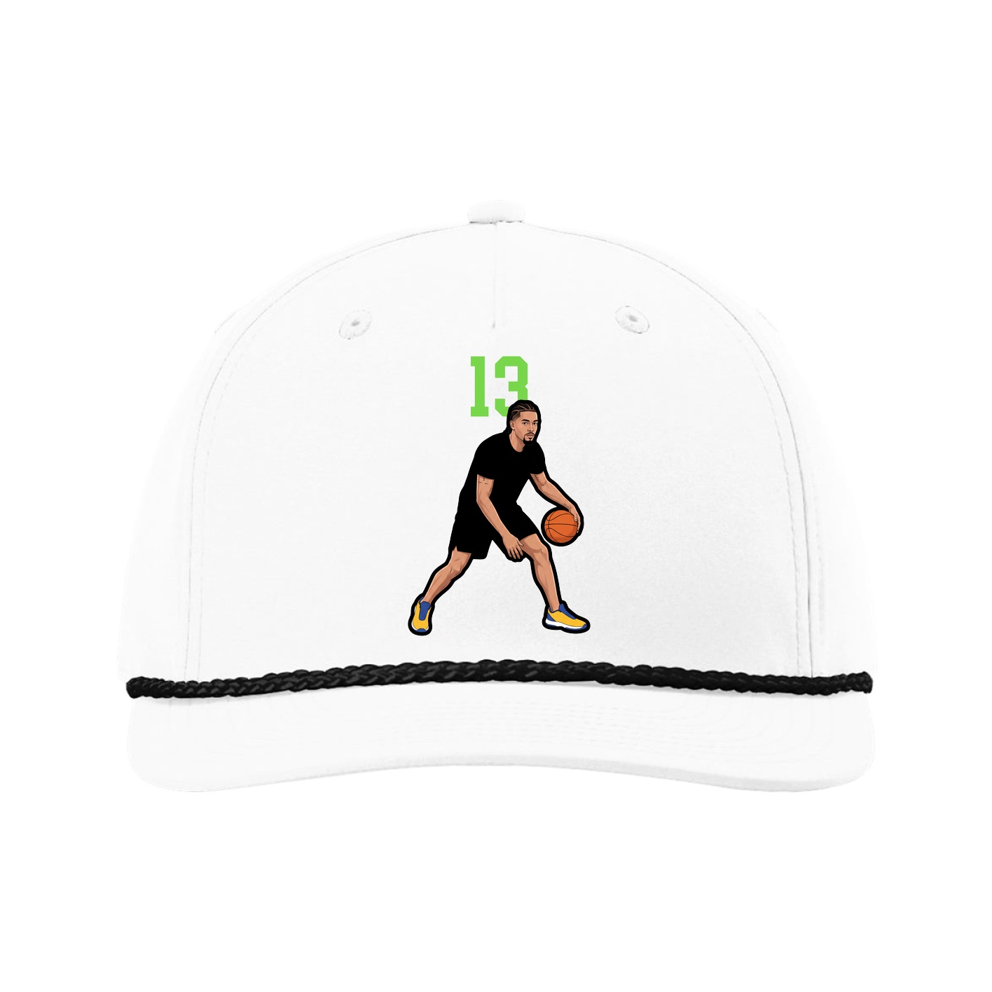 Five-Panel Classic Rope Cap — Number Top in White