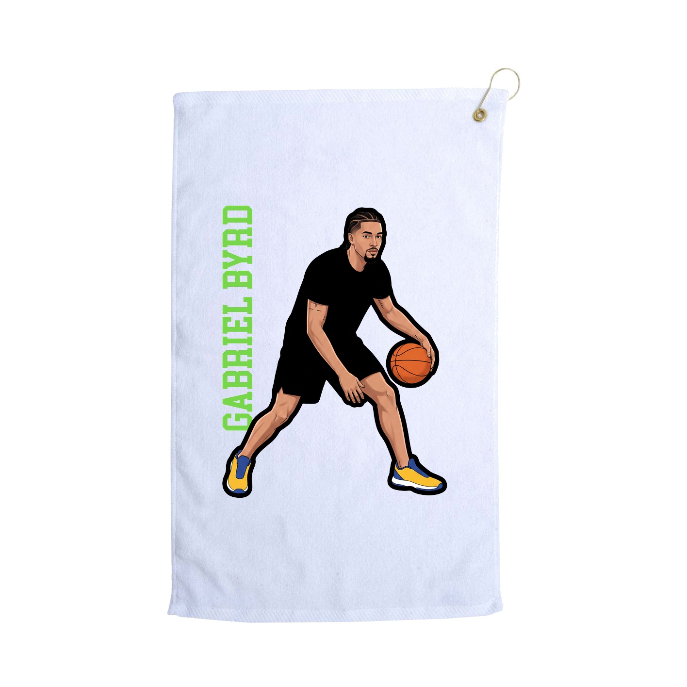 Golf Towel — Name Vertical in White