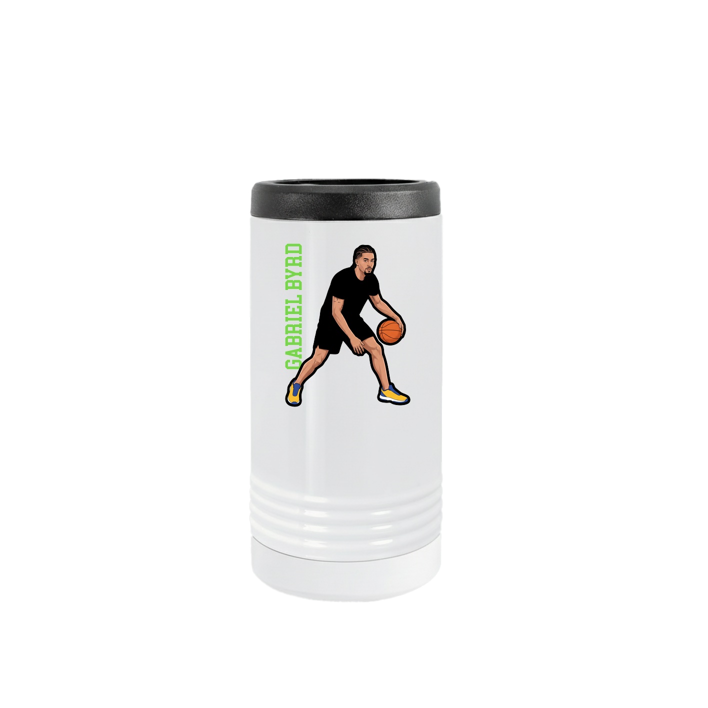 Slim Beverage Holder — Name Vertical in White