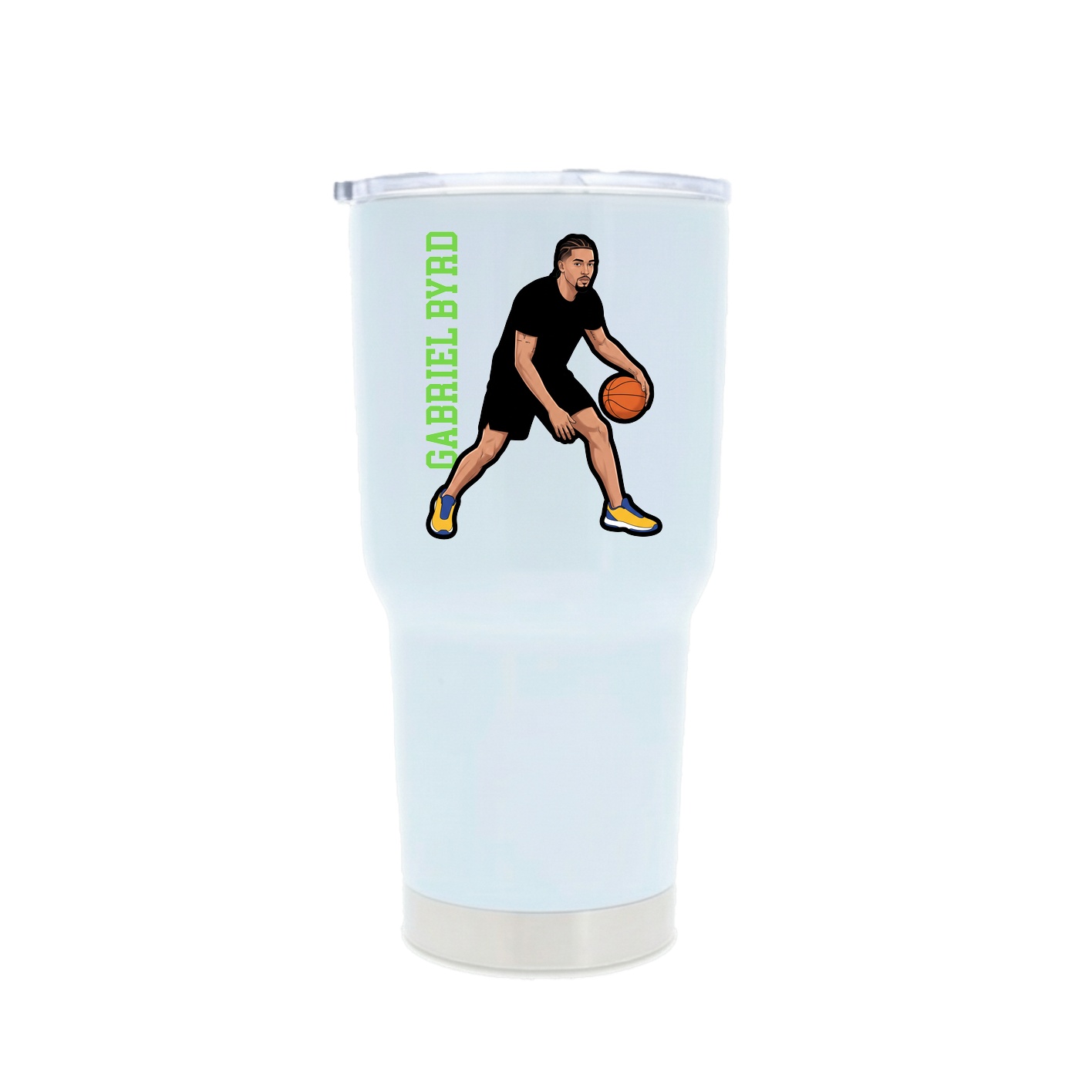 30oz Stainless Steel Tumbler — Name Vertical in White
