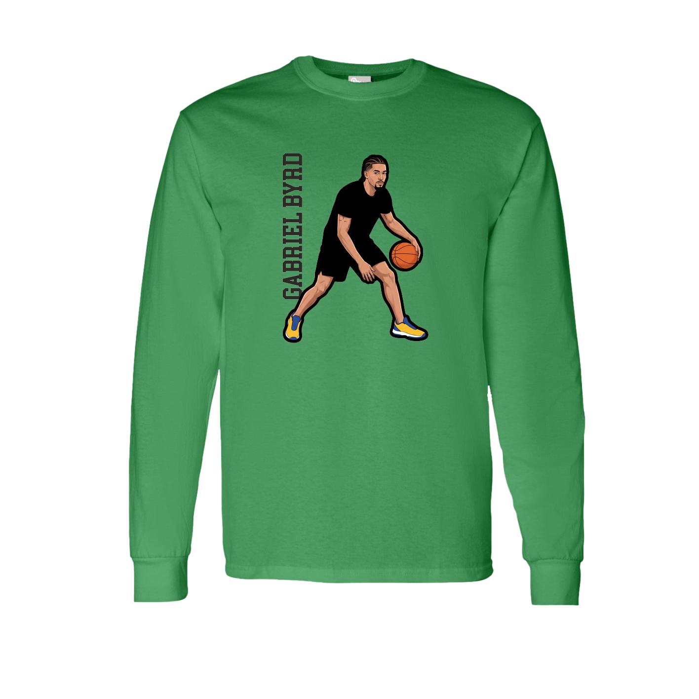 Long Sleeve Tee — Name Vertical in Green
