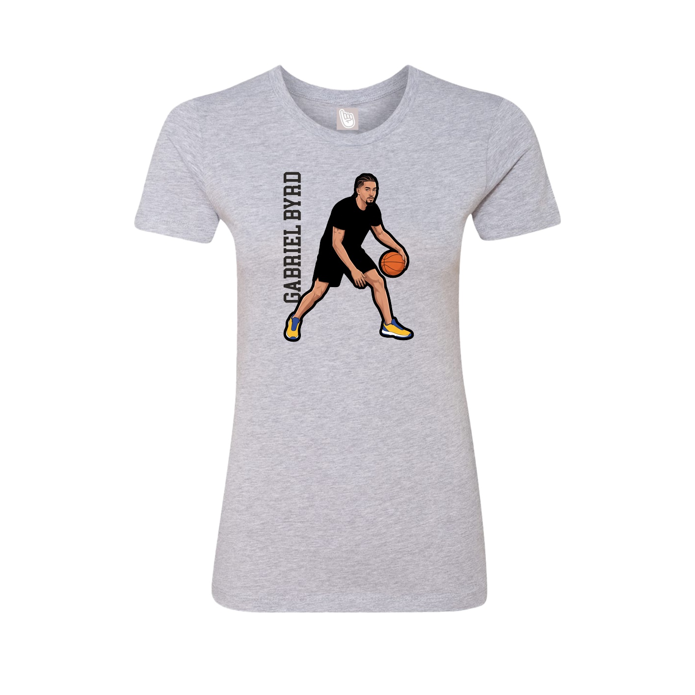 Fitted Women's Tee — Name Vertical in Grey