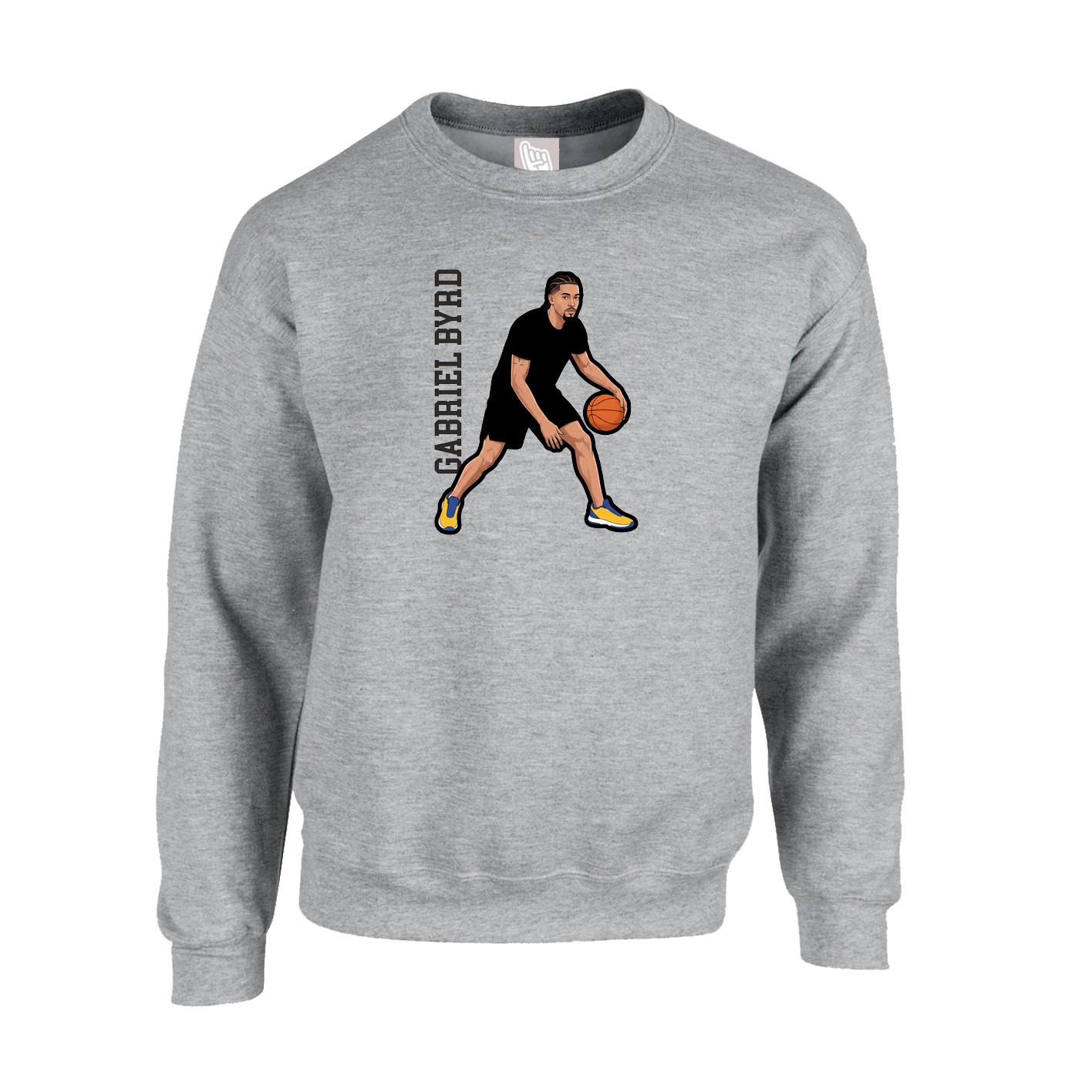 Fleece Crew — Name Vertical in Grey