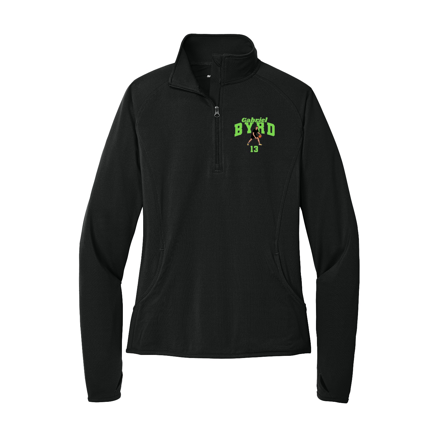 Women's Q-Zip Pullover — Signature Arch in Black