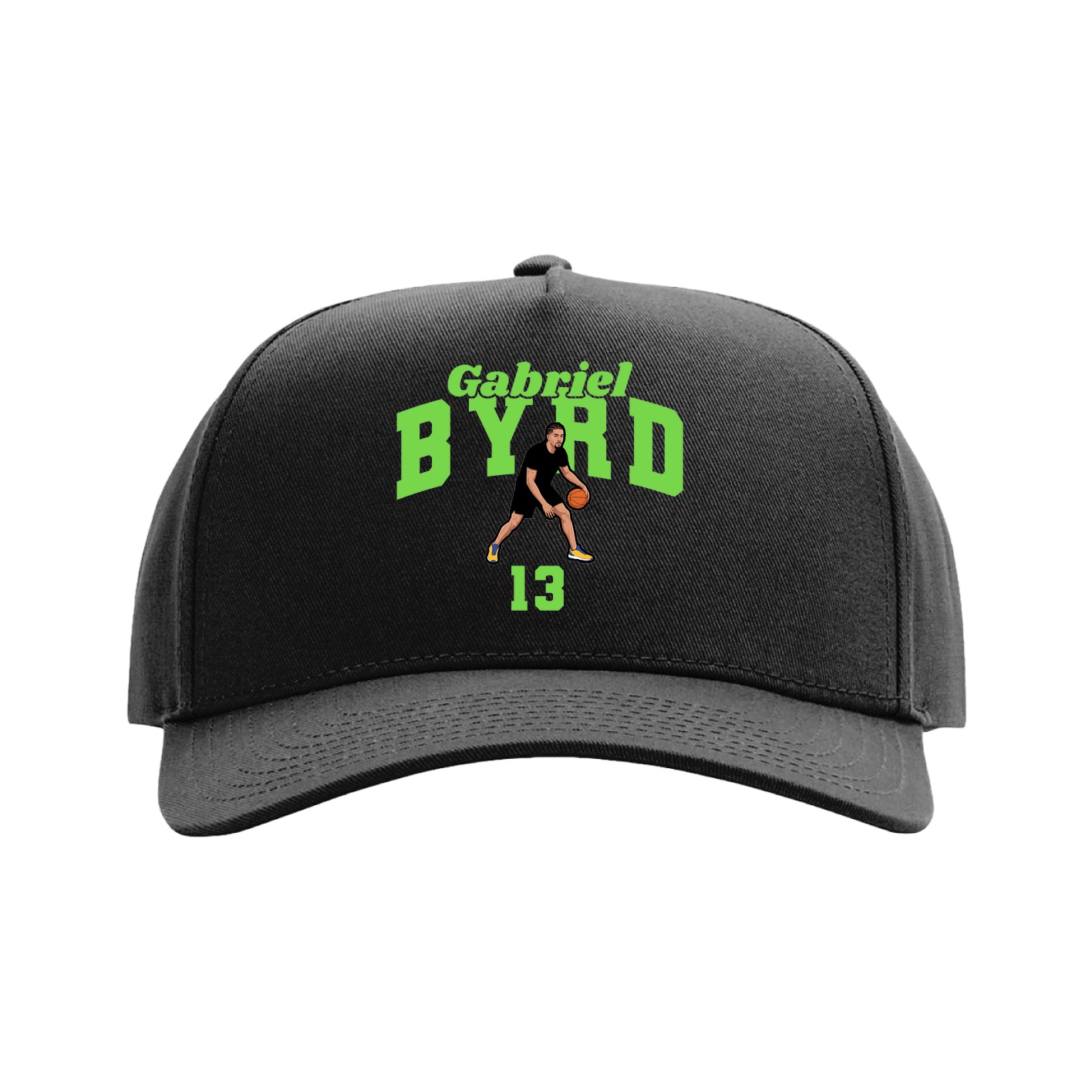 Full Fabric Five-Panel Champ Cap — Signature Arch in Black