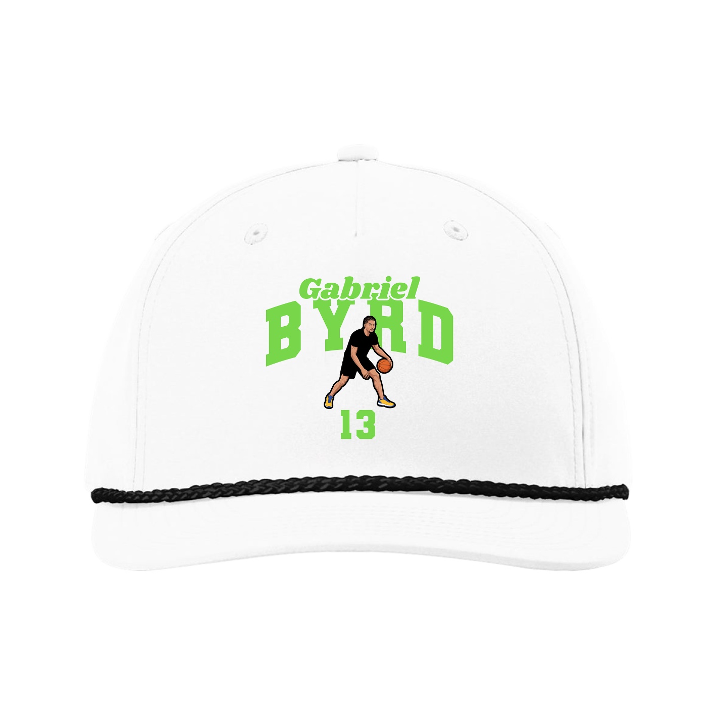 Five-Panel Classic Rope Cap — Signature Arch in White