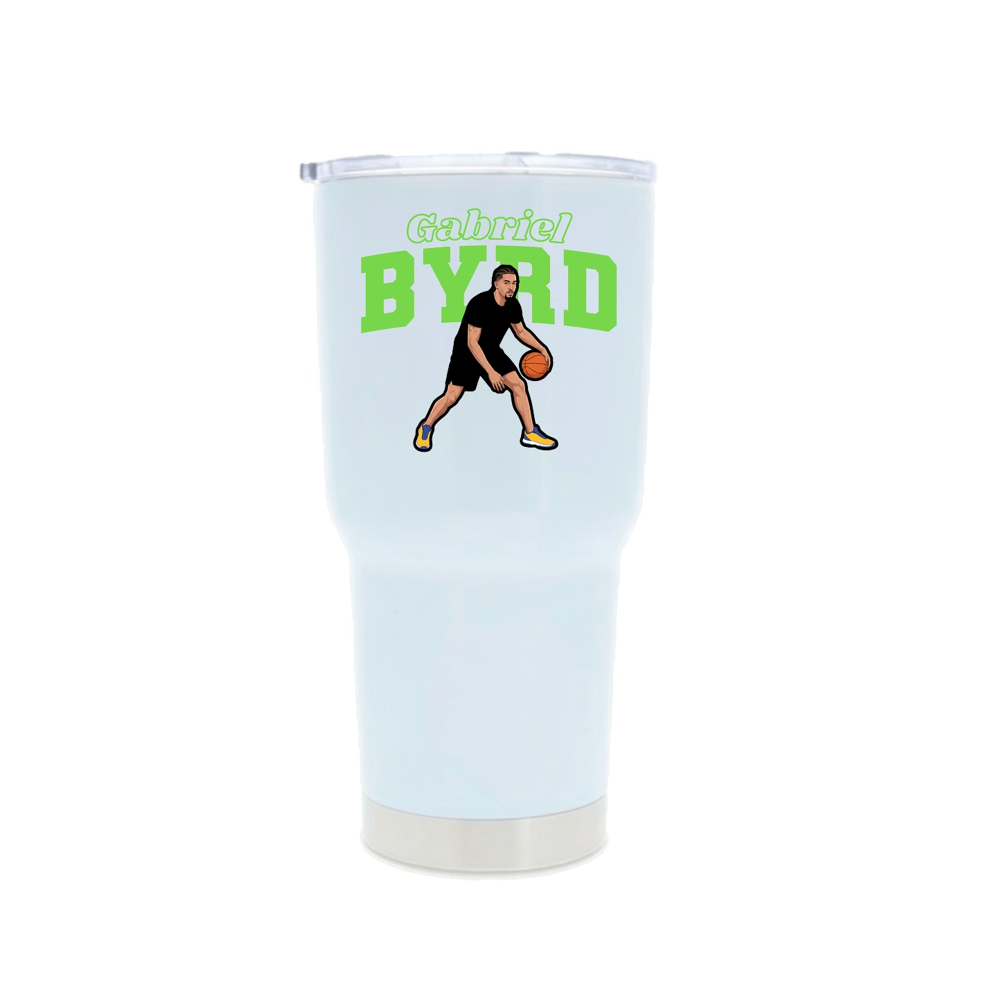 30oz Stainless Steel Tumbler — Name Arch in White