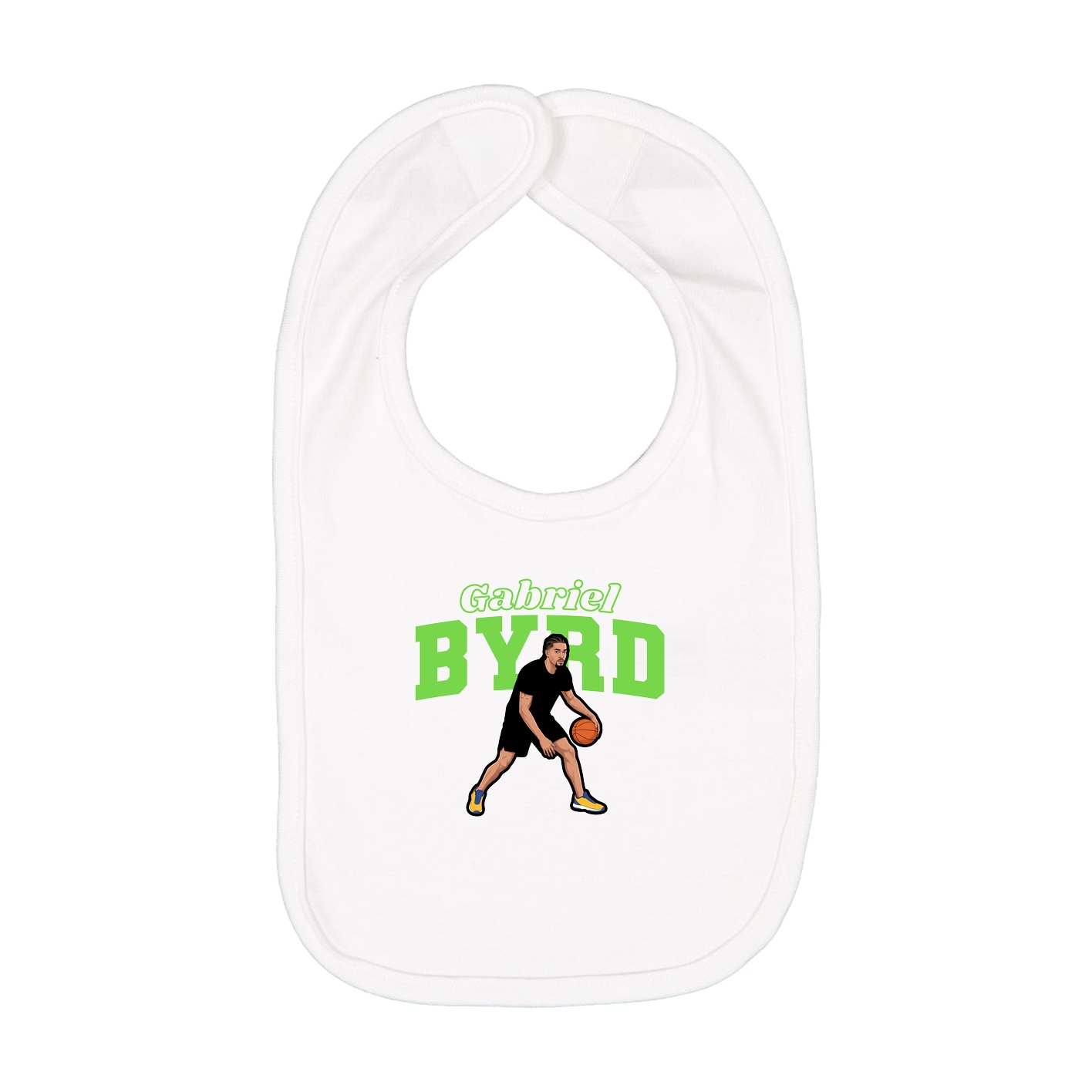 Infant Bib — Name Arch in White