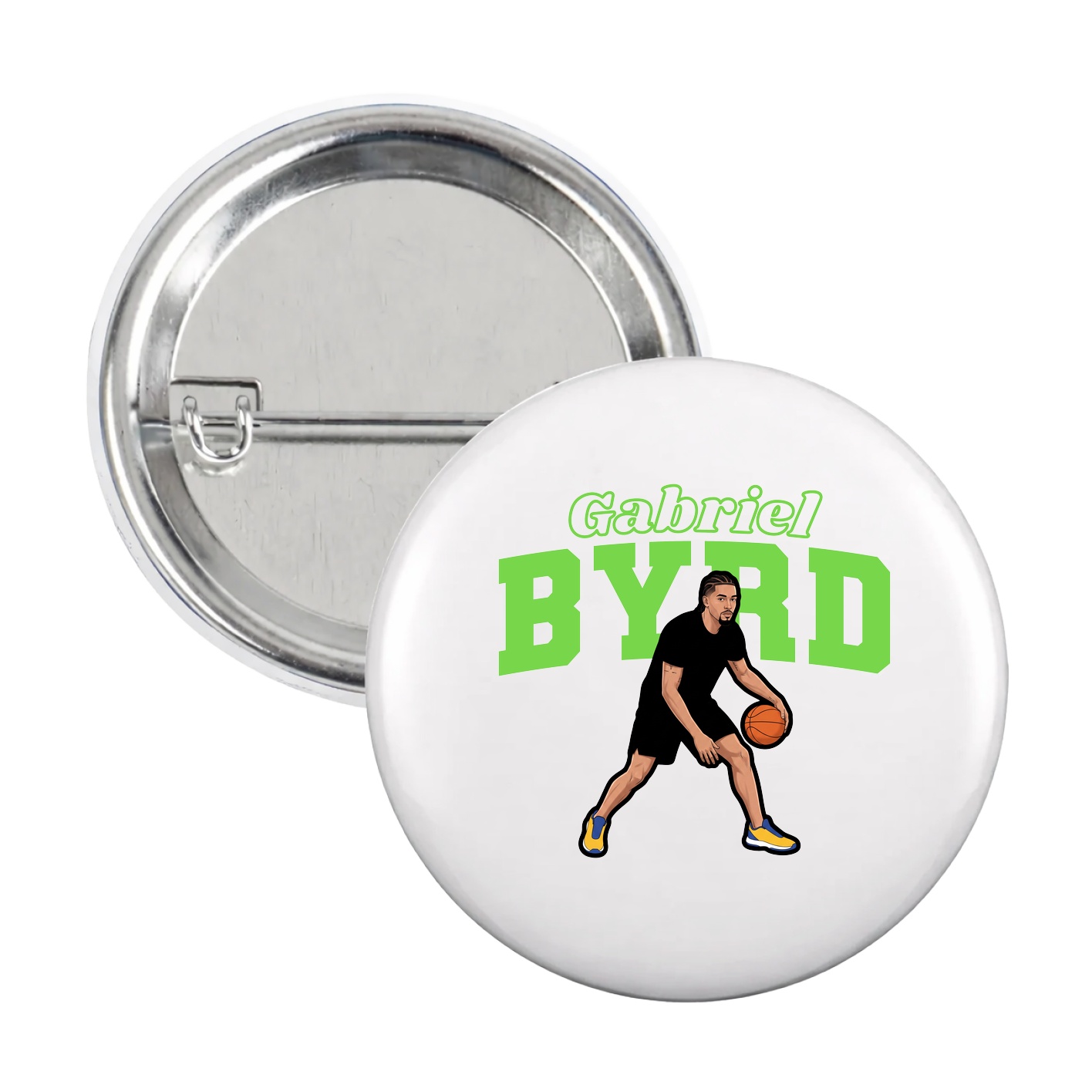 Game Day Button — Name Arch in White