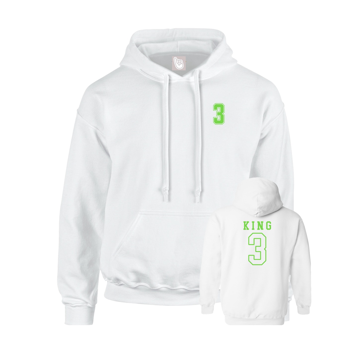 Youth Hoodie — Chest Back in White