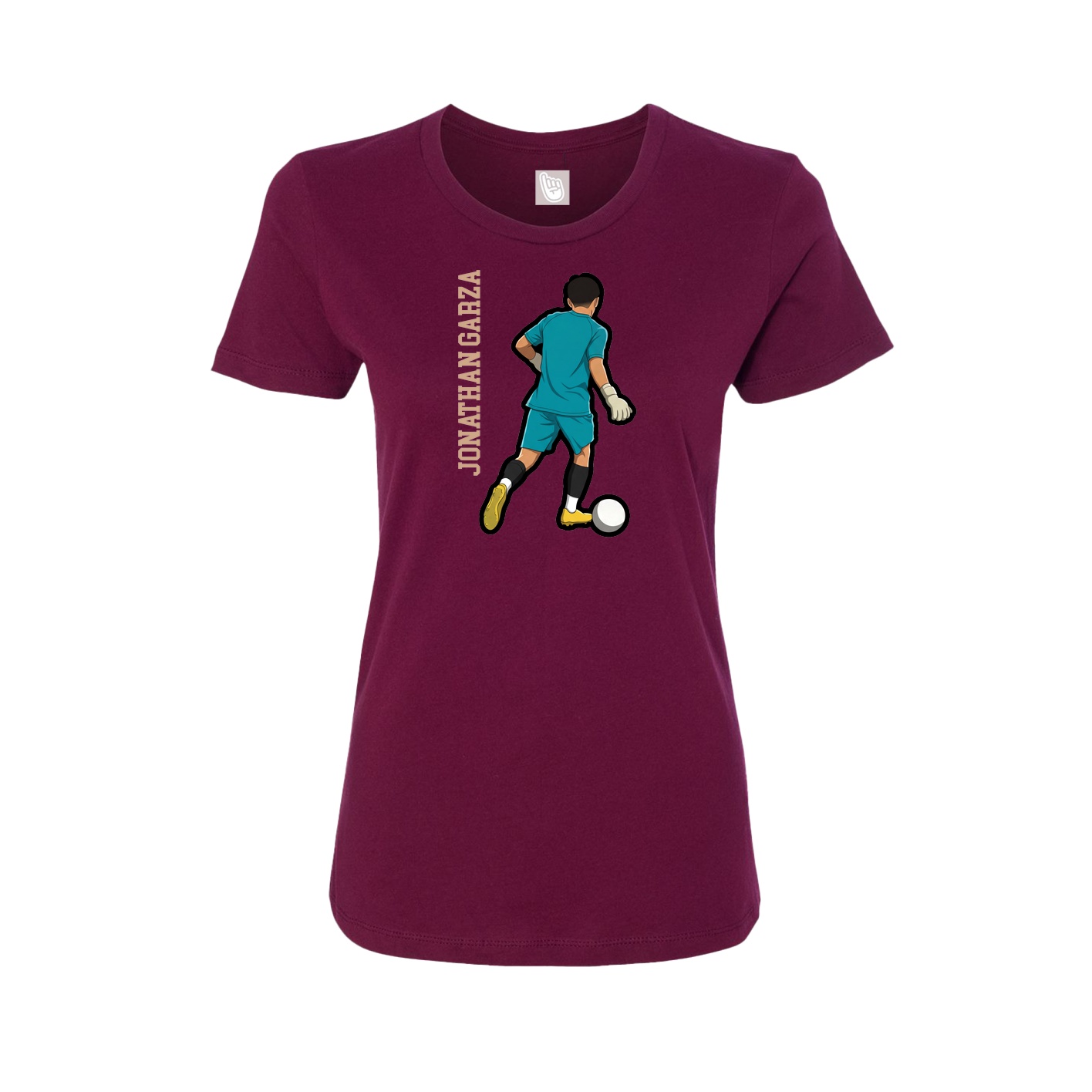 Fitted Women's Tee — Name Vertical in Maroon