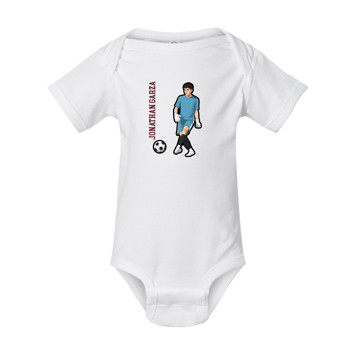Baby Onesie — Name Vertical in White