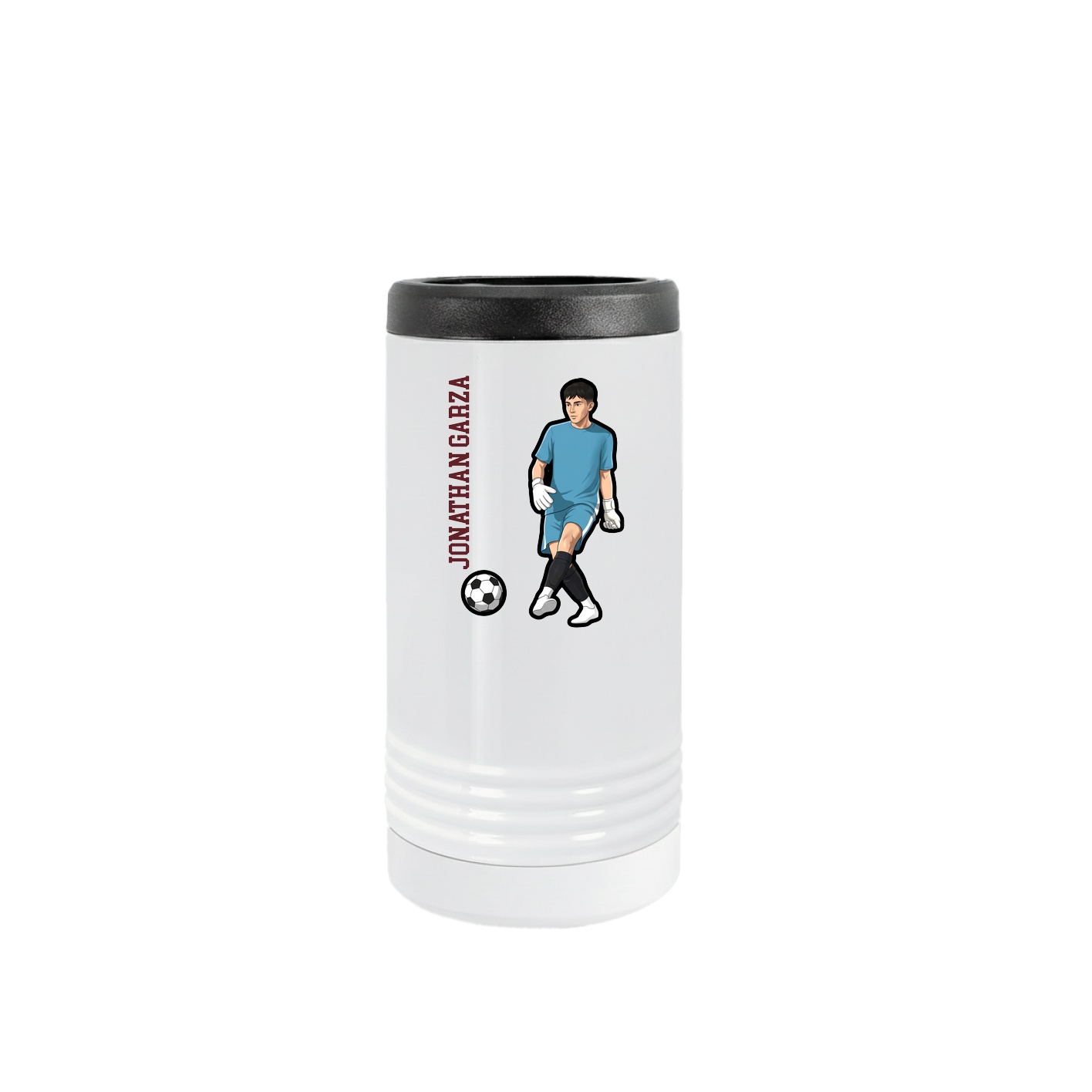 Slim Beverage Holder — Name Vertical in White