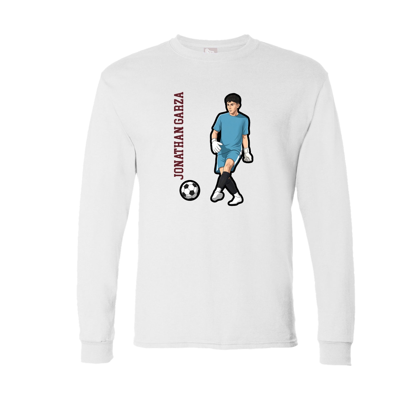 Long Sleeve Tee — Name Vertical in White