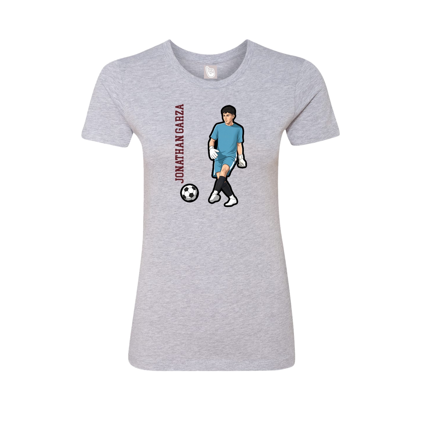 Fitted Women's Tee — Name Vertical in Grey