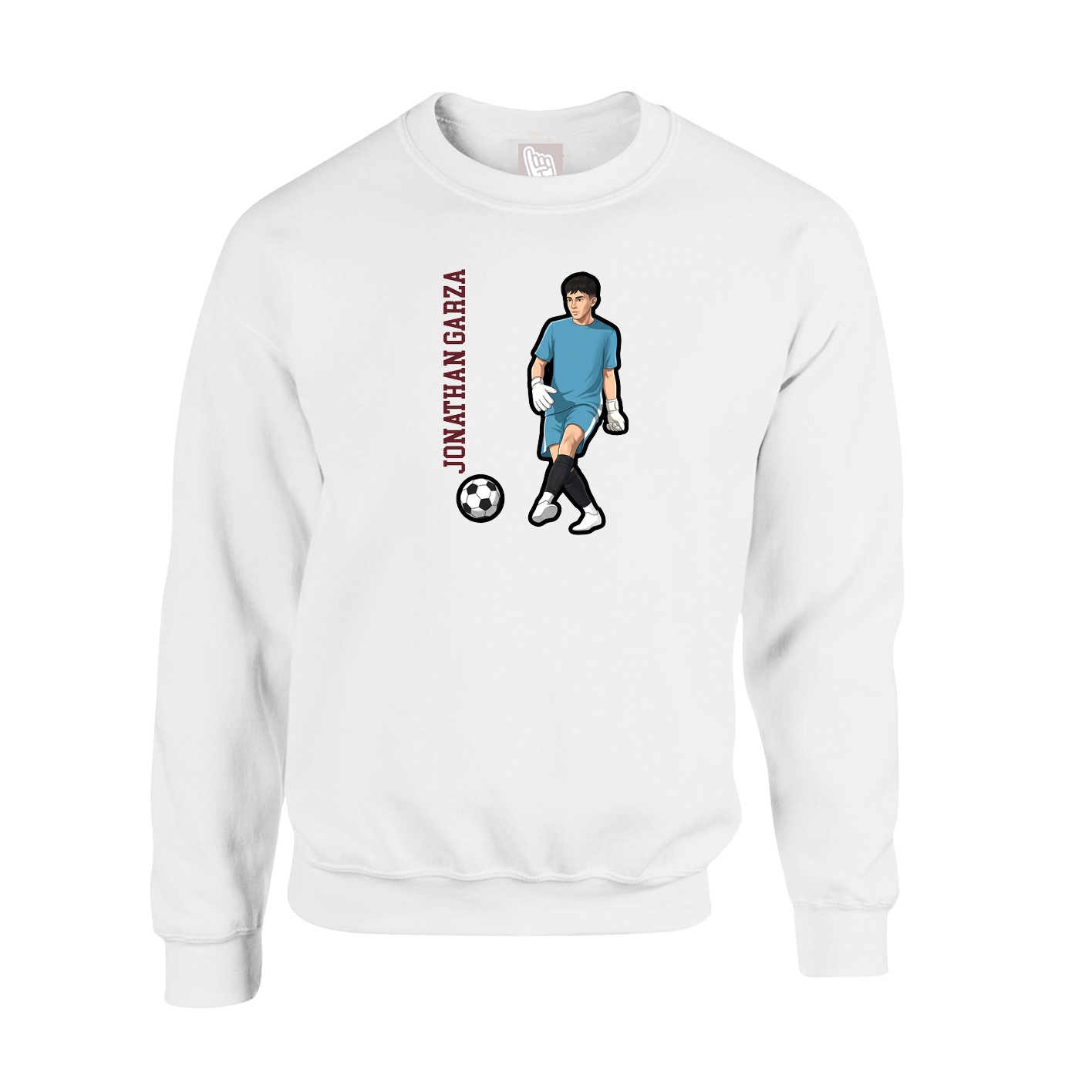 Fleece Crew — Name Vertical in White