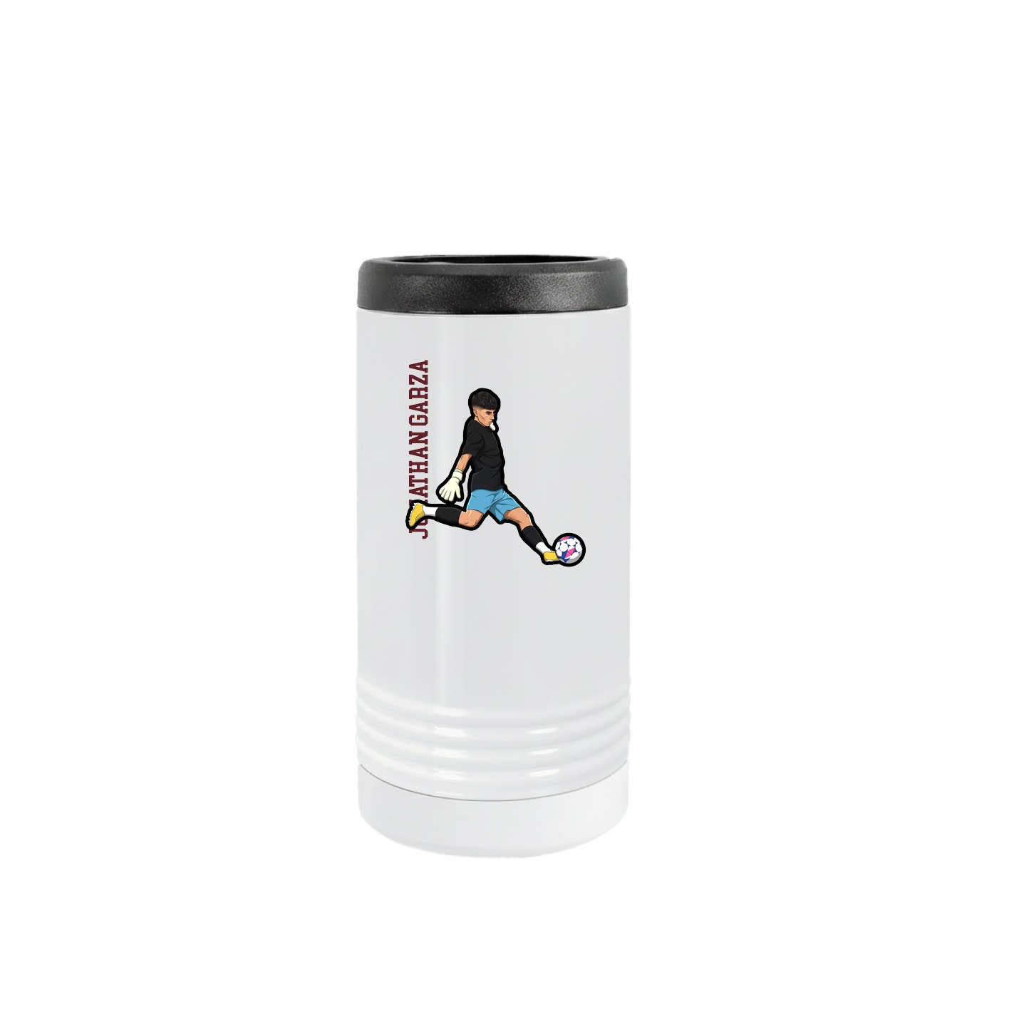 Slim Beverage Holder — Name Vertical in White