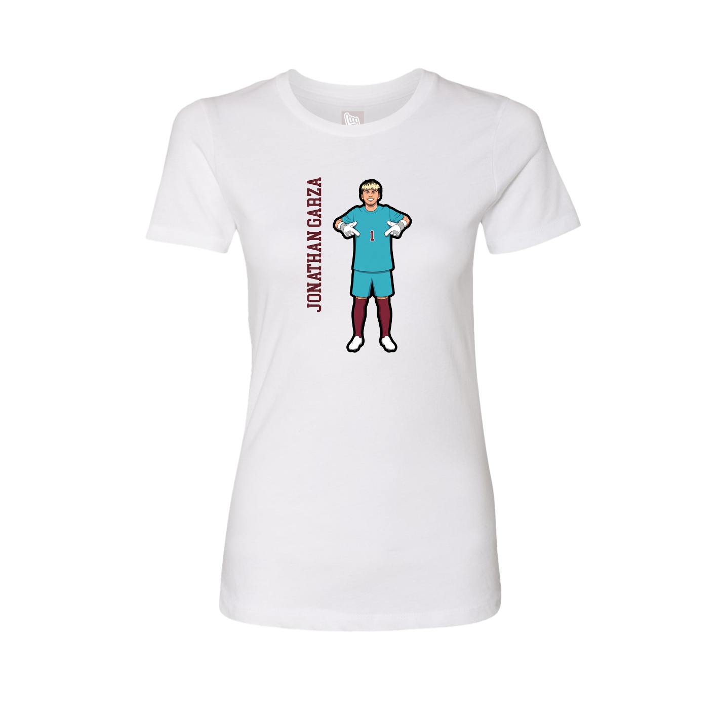 Fitted Women's Tee — Name Vertical in White