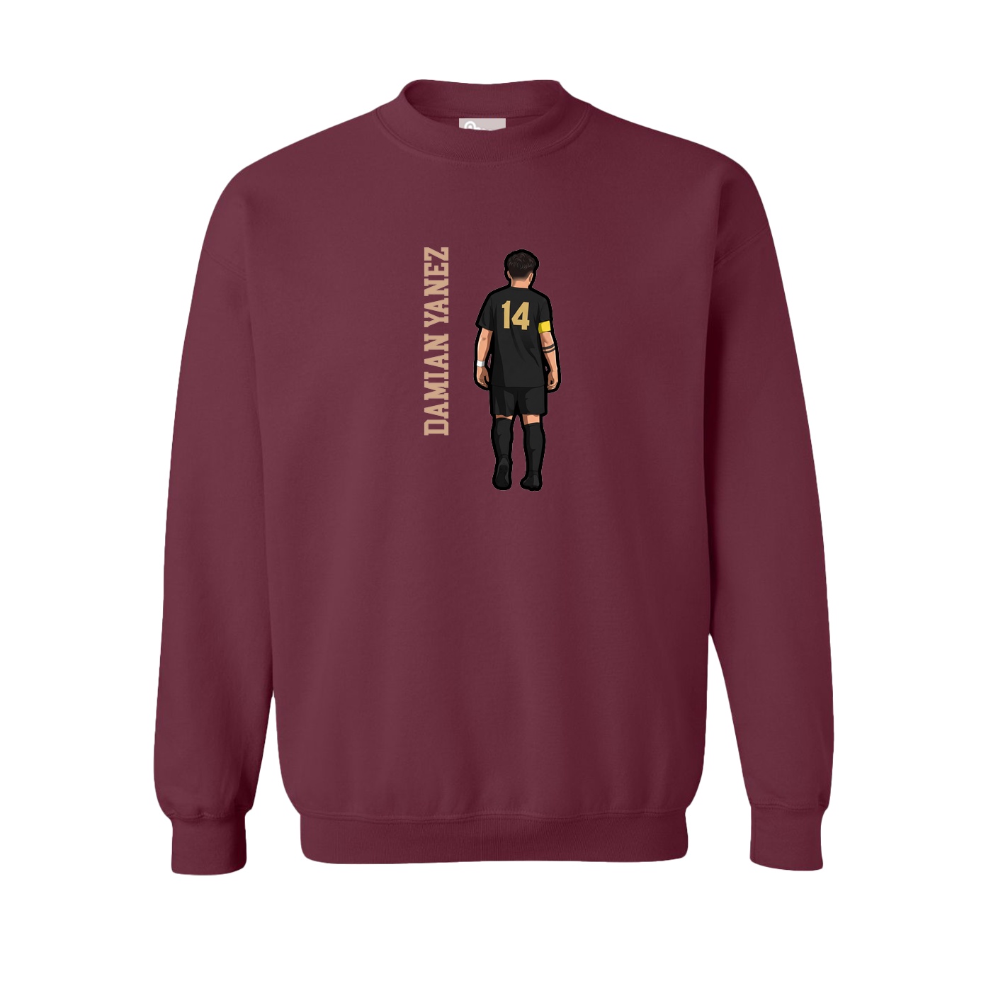 Fleece Crew — Name Vertical in Maroon
