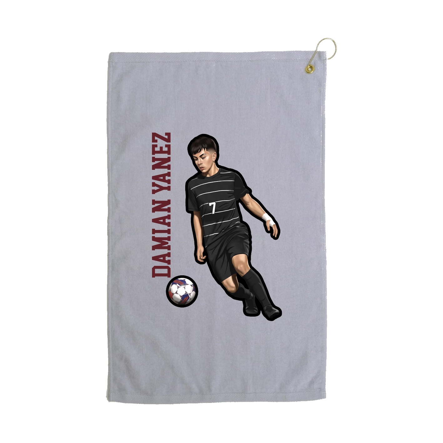 Golf Towel — Name Vertical in Grey