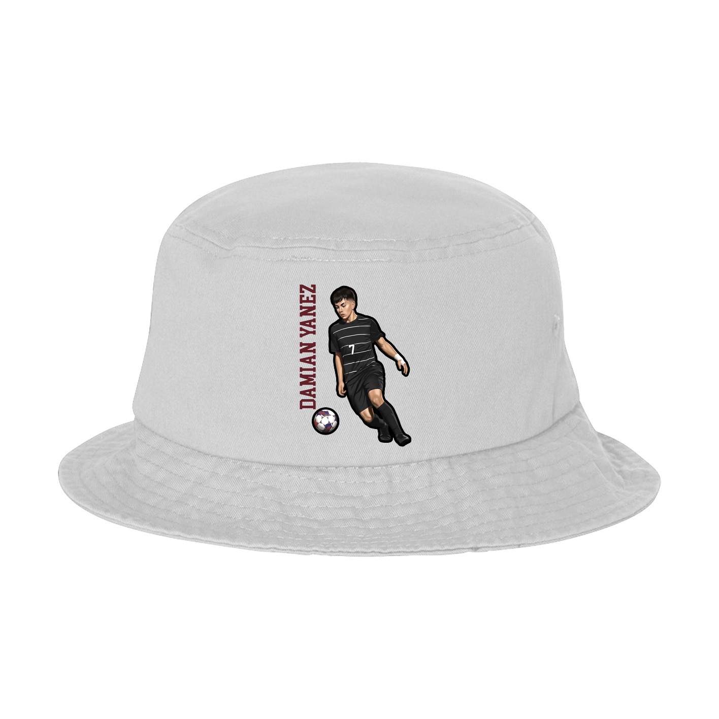 Bucket Cap — Name Vertical in White