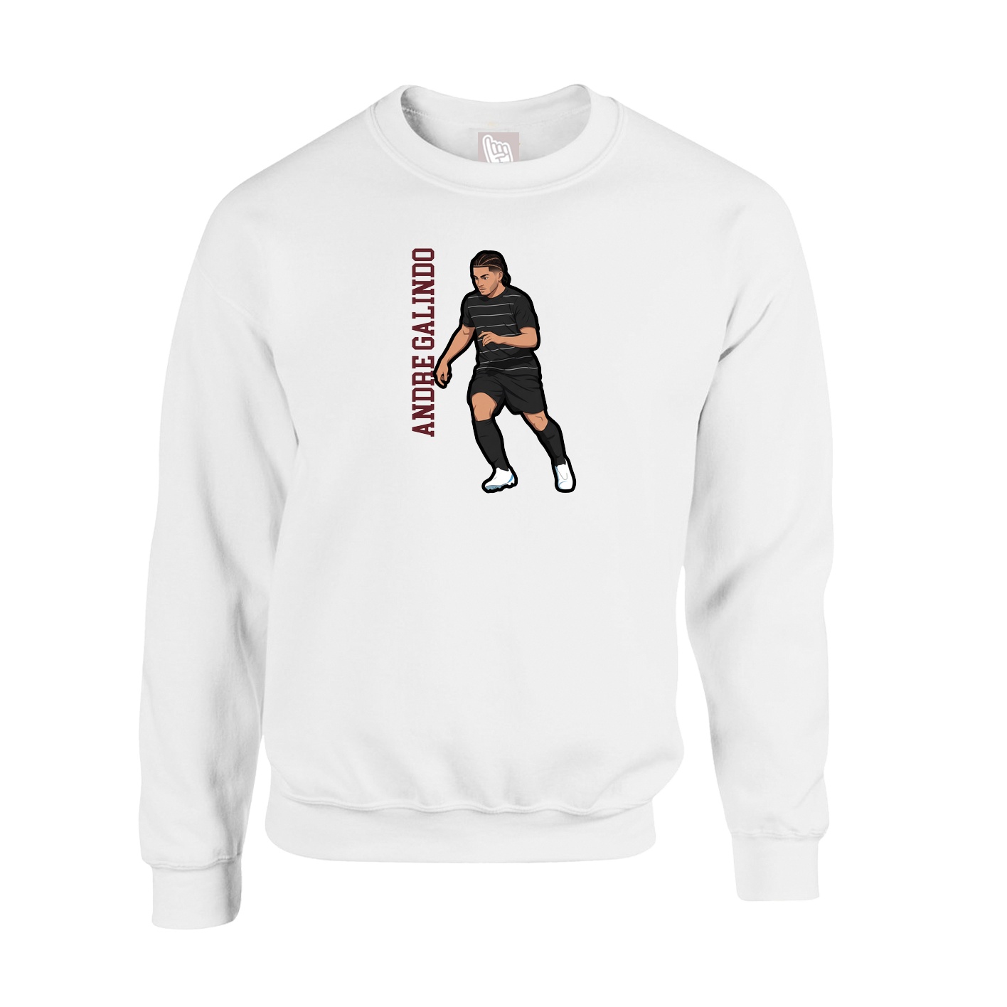 Fleece Crew — Name Vertical in White