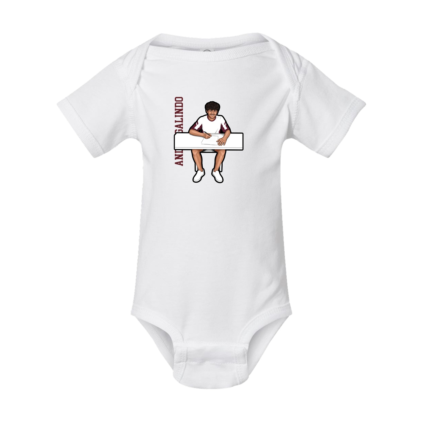 Baby Onesie — Name Vertical in White